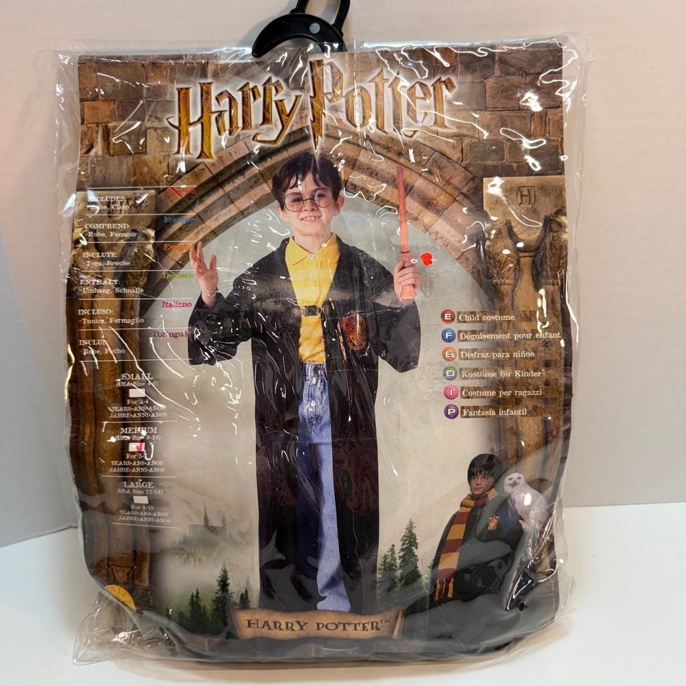 Harry Potter Gryffindor Robe Costume Glasses Kids Child Halloween Cosplay Medium